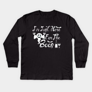 I'm Just Here For The Boos Halloween Kids Long Sleeve T-Shirt